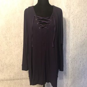 LANE BRYANT Purple Lace Up Neckline